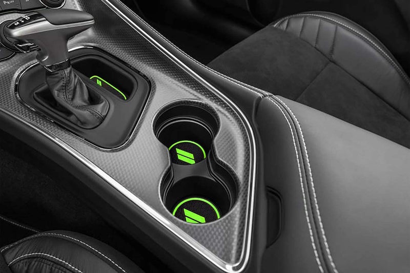 Auprite Anti Dust Mats for Dodge Challenger Accessories 2015 2016 2017 2018 2019 2020 2021 2022 2023,Custom Fits Cup Holder Liners Mats Door Pocket Center Console Liners, 11pcs/kit (Green) - Image 2